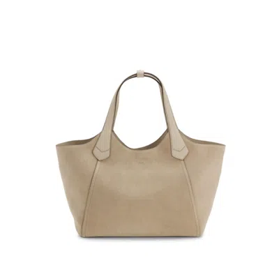 Hugo Boss Leather-trim Tote Bag In Suede In Sand