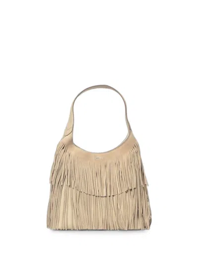 Hugo Boss Lenah Fringe-detail Shoulder Bag In Neutral