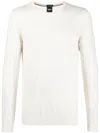 Hugo Boss Logo-embroidered Cotton Jumper In White