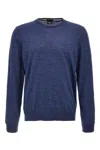 Hugo Boss Slim-fit Sweater In Virgin Wool With Crew Neckline In Blue