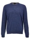 Hugo Boss Slim-fit Sweater In Virgin Wool With Crew Neckline In Blue