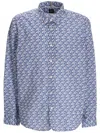 Hugo Boss Liam Geometric-pattern Shirt In Blue