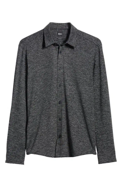 Hugo Boss Liam Kent Regular Fit Stretch Button-up Shirt In Black