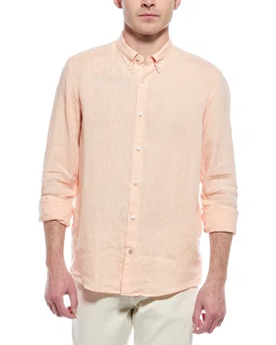 Hugo Boss Liam Regular Fit Linen Shirt In Pink