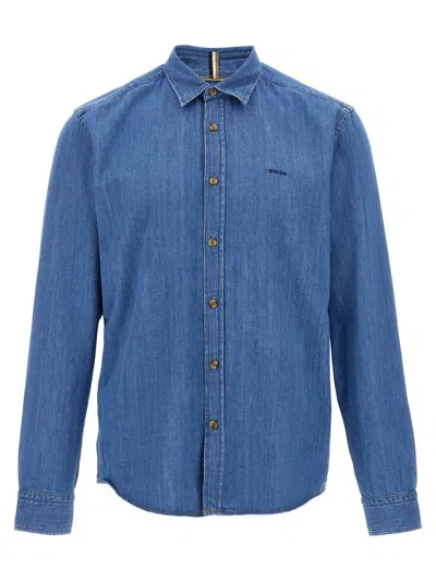 Hugo Boss Boss Denim Cotton Shirts In Blue