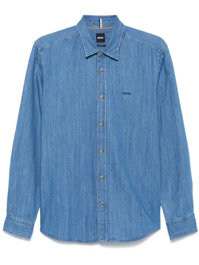 Hugo Boss Boss Denim Cotton Shirts In Blue