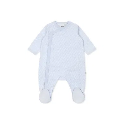 Hugo Boss Light Blue Babygrow For Baby Boy With Monogram