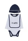 Hugo Boss Light Blue Bodysuit Set For Baby Boy With Logo In White