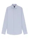 Hugo Boss Light Blue Cotton Shirt With Traditional Collar In Gray