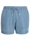 Hugo Boss Men Light Blue Geometric Print Swim Shorts, Xxl Luxury Swimwear For Men Darveys In Blue