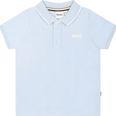 Hugo Boss Light Blue Polo Shirt For Baby Boy With Logo