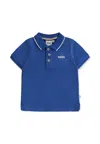 Hugo Boss Light Blue Polo Shirt For Baby Boy With Logo In Blue