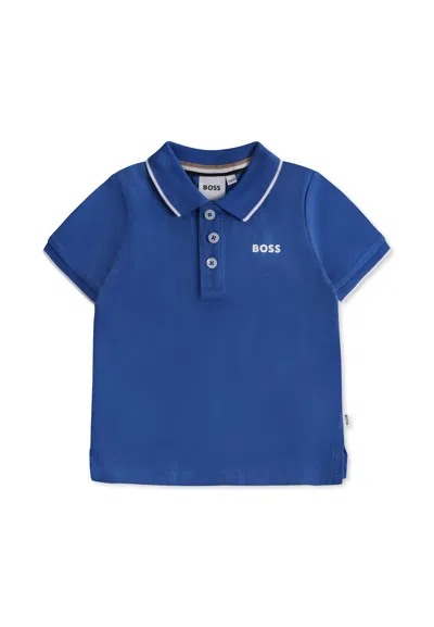 Hugo Boss Light Blue Polo Shirt For Baby Boy With Logo