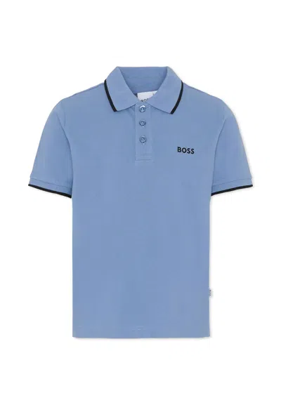 Hugo Boss Kids' Light Blue Polo Shirt For Boy With Polo
