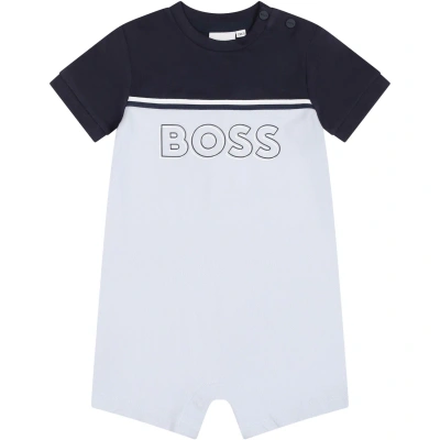 Hugo Boss Light Blue Romper For Baby Boy Wih Logo
