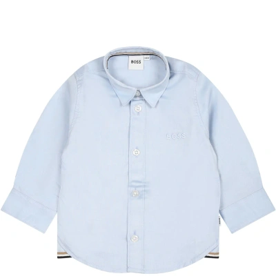 Hugo Boss Light Blue Shirt For Baby Boy With Logo