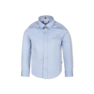 Hugo Boss Kids' Light Blue Shirt For Boy With Logo