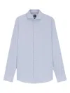 Hugo Boss Light Blue Cotton Shirt With Traditional Collar In Gray