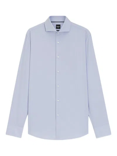 HUGO BOSS LIGHT BLUE SOLID PATTERN SHIRT