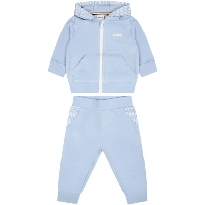 Hugo Boss Light Blue Suit For Baby Boy With Logo
