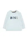 Hugo Boss Light Blue Sweatshirt For Baby Boy With Logo In Green