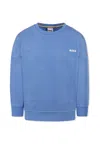 Hugo Boss Light Blue Sweatshirt For Boy With Logo In Light Blue