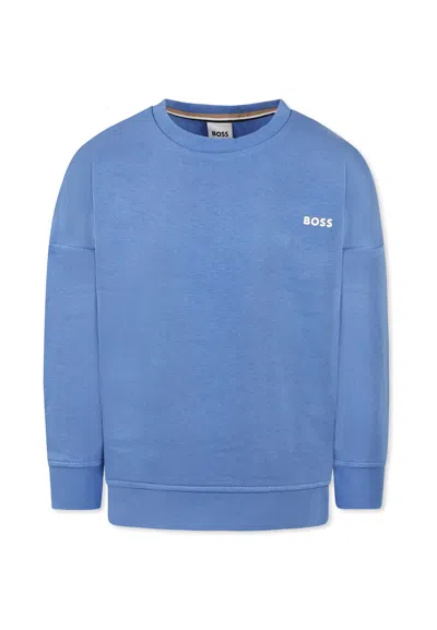 Hugo Boss Kids' Light Blue Sweatshirt For Boy With Logo