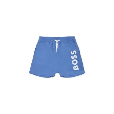 Hugo Boss Light Blue Swim Shorts For Baby Boy With Logo