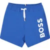HUGO BOSS LIGHT BLUE SWIM SHORTS FOR BABY BOY WITH LOGO