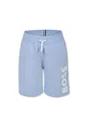 Hugo Boss Light Blue Swim Shorts For Boy With Logo In Light Blue