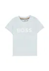 Hugo Boss Light Blue T-shirt For Baby Boy With Logo In Blue