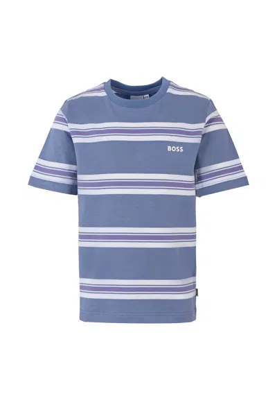 Hugo Boss Kids' Light Blue T-shirt For Boy With Logo