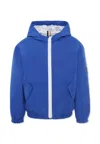 Hugo Boss Light Blue Windbreaker Jacket For Boy With Logo In Blue