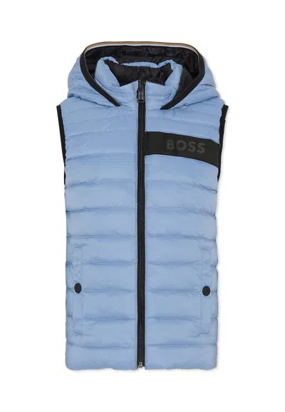 Hugo Boss Kids' Light Bluelue Reversible Vest For Boy With Logo