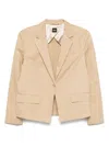 Hugo Boss Light Brown Cotton Blazer With Structured Shoulder Pads In Nude