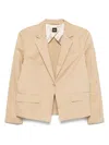 Hugo Boss Light Brown Cotton Blazer With Structured Shoulder Pads In Multi