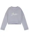 Hugo Boss Light Grey Logo Cropped Sweater In Gray