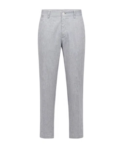 Hugo Boss Light Heathergrey Flatfront Cropped Chinos In Gray