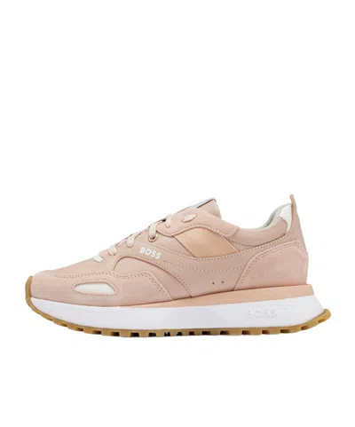Hugo Boss Light Pink Retro Sneakers In Multi