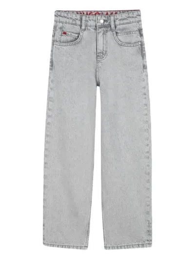 Hugo Boss Kids' Light Wash Straight Leg Jeans In Gray