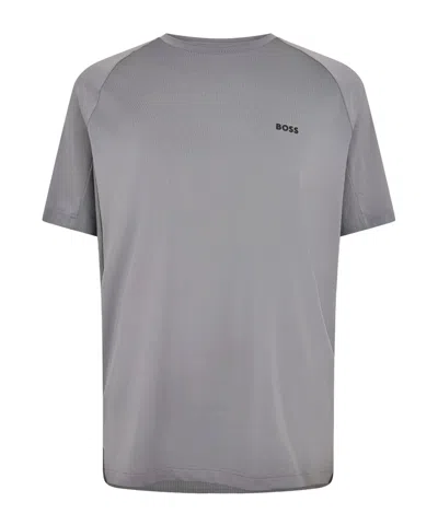 Hugo Boss Lightgrey Crewneck Shortsleeve Sport Top In Gray