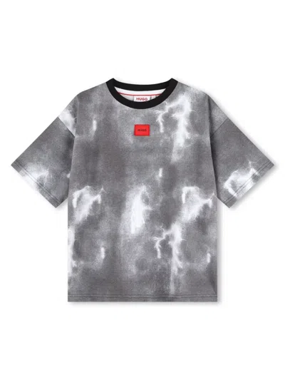Hugo Boss Kids' Lightning-print Short-sleeve T-shirt In Black
