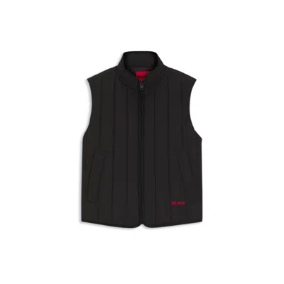 Hugo Boss Lightweight Gilet With Vertical Quilting In Black