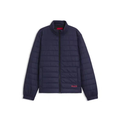 Hugo Boss Lightweight Water-repellent Jacket With Red Logo In Blue