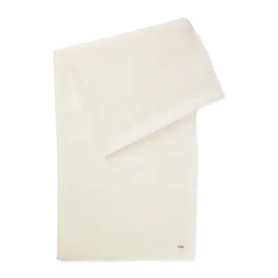 Hugo Boss Lightweight Wool Scarf With Fringed Trims In Beige