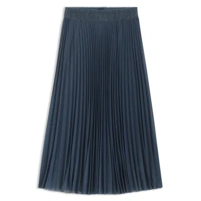 Hugo Boss Lined Tulle Skirt With Plissé Pleats In Blue