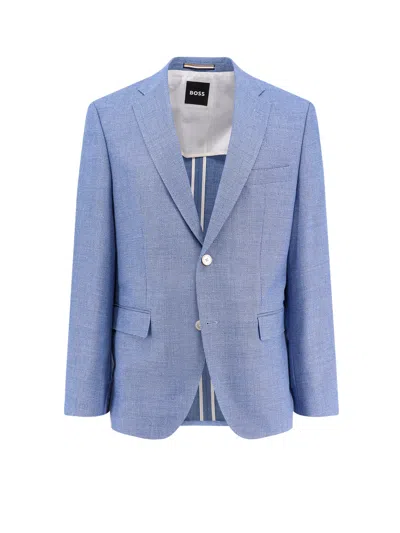 Hugo Boss Lined Wool Blend Blazer In Blue