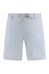 Hugo Boss Linen Blend Bermuda Shorts Drawstring Waist In Light Blue