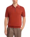 Hugo Boss Linen Blend Knit Polo Sweater In Orange