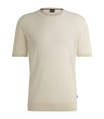HUGO BOSS LINEN-BLEND KNITTED T-SHIRT